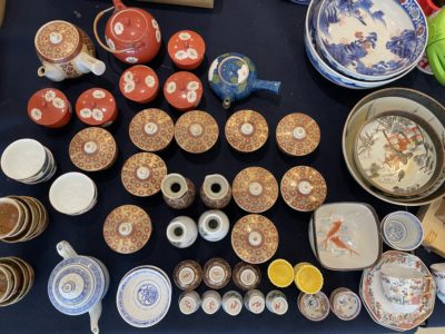 京都府福知山市にて九谷の煎茶道具や鉢、茶器類、漆盆、ノリタケの茶器等を買取しました。